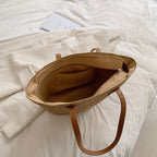 Bolso de Rafia con Asas de Cuero
