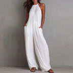 Elena • Mono halter plisado de pierna ancha