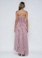 Sofía • Vestido Largo Asimétrico con Volados