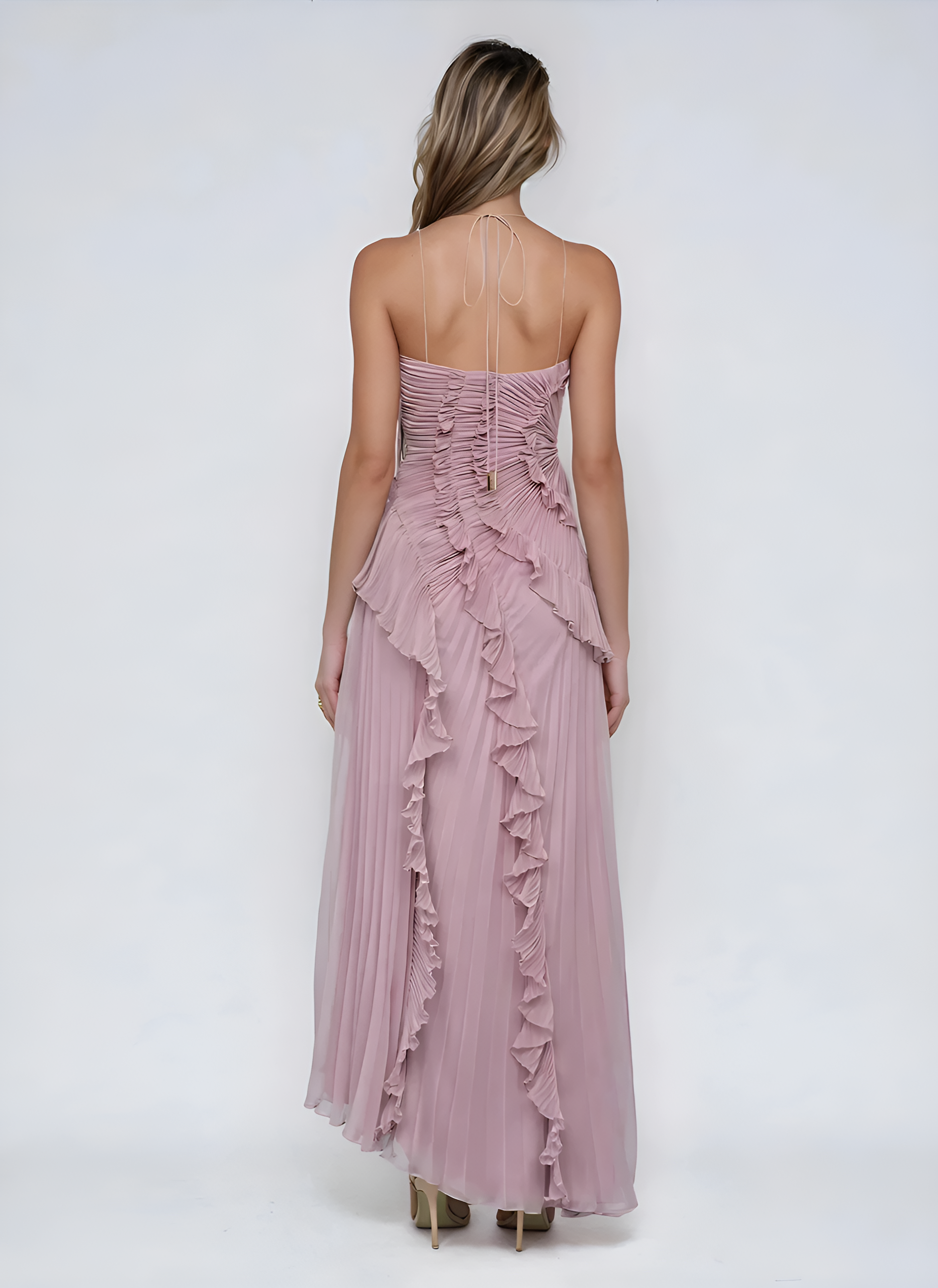Sofía • Vestido Largo Asimétrico con Volados