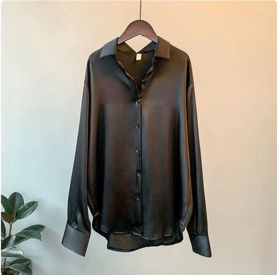 Natalia • Blusa in Raso Oversize con Bottoni