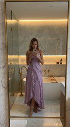 Sofía • Vestido Largo Asimétrico con Volados