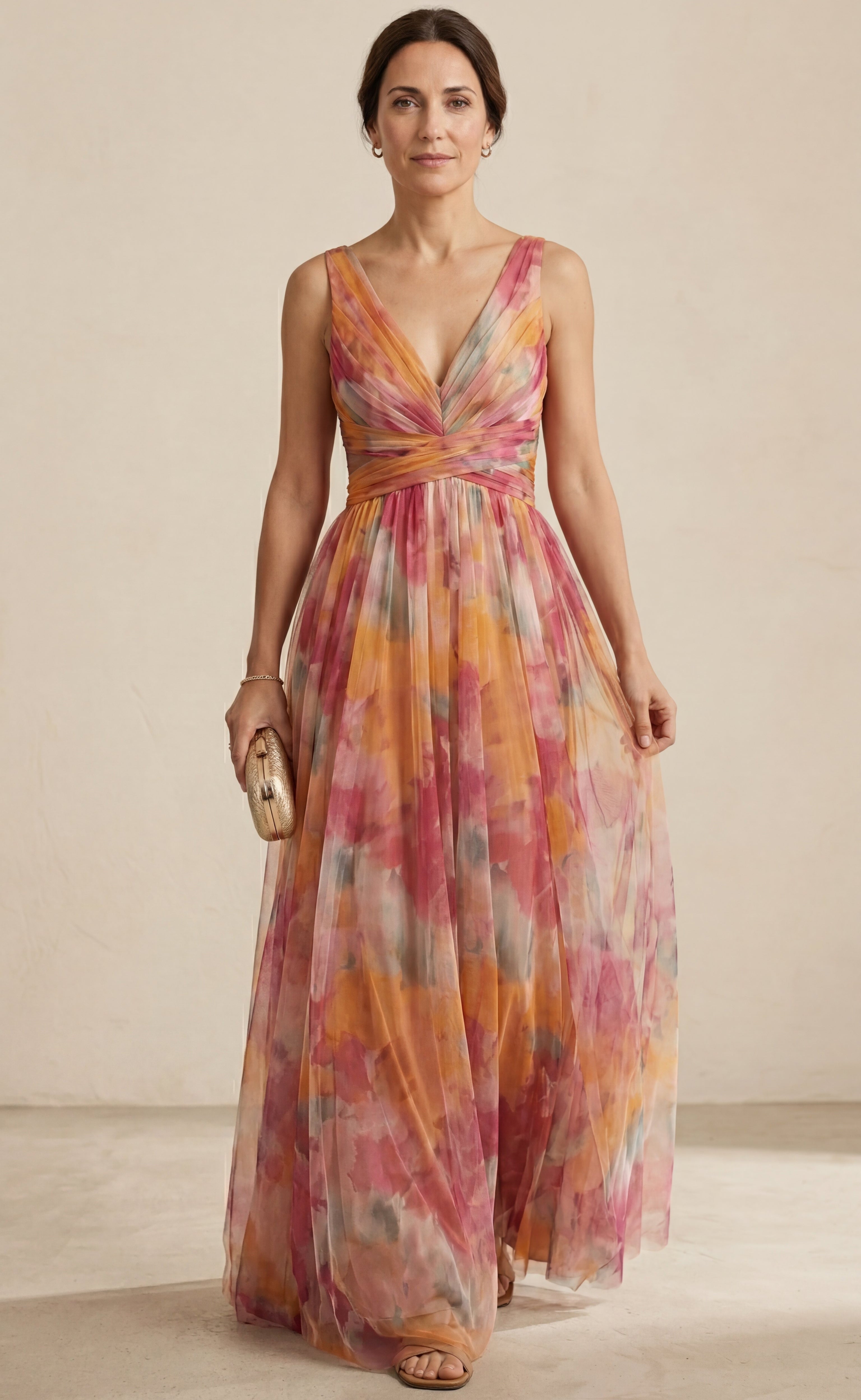 Isabella • Vestido Largo Floral con Escote en V