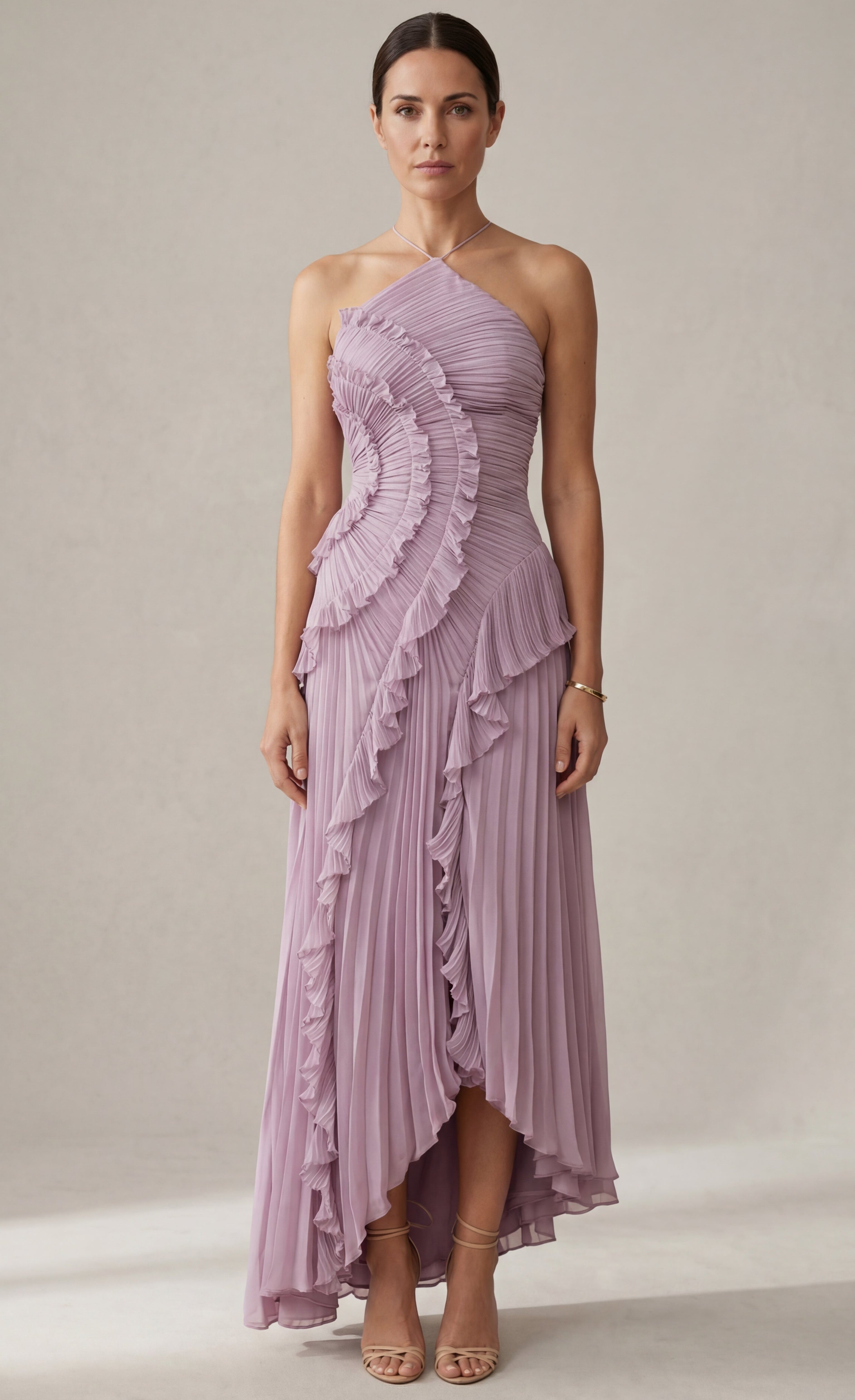 Sofía • Vestido Largo Asimétrico con Volados