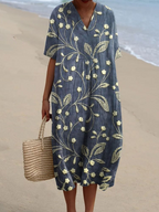 Sammy - Vestido Casual Flowy de Arte Floral Vintage
