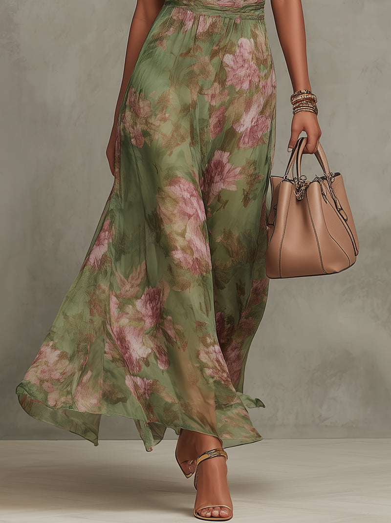 Elena • Vestido Largo Floral con Cuello Halter