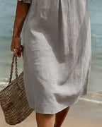 Paloma • Abito midi in lino con bottoni
