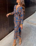 Miriam • Vestido Midi Estampado con Nudo Frontal