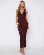 Serena • Vestido Largo de Encaje con Escote Halter