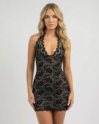 Aria • Vestido Corto de Encaje con Escote Halter