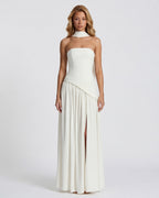 Valeria • Vestido Maxi Strapless con Abertura y Detalle de Pañuelo