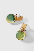 Orecchini pendenti vintage in oro con cristallo verde