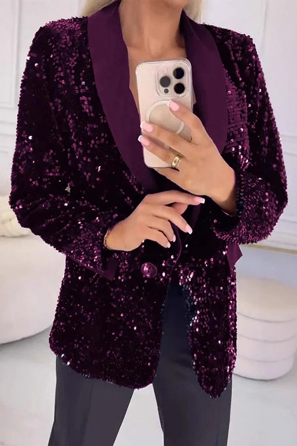 LUXARA • Blazer con lentejuelas brillantes