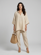 Marina | Completo casual da donna due pezzi con scollo a V