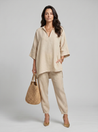 Marina | Completo casual da donna due pezzi con scollo a V