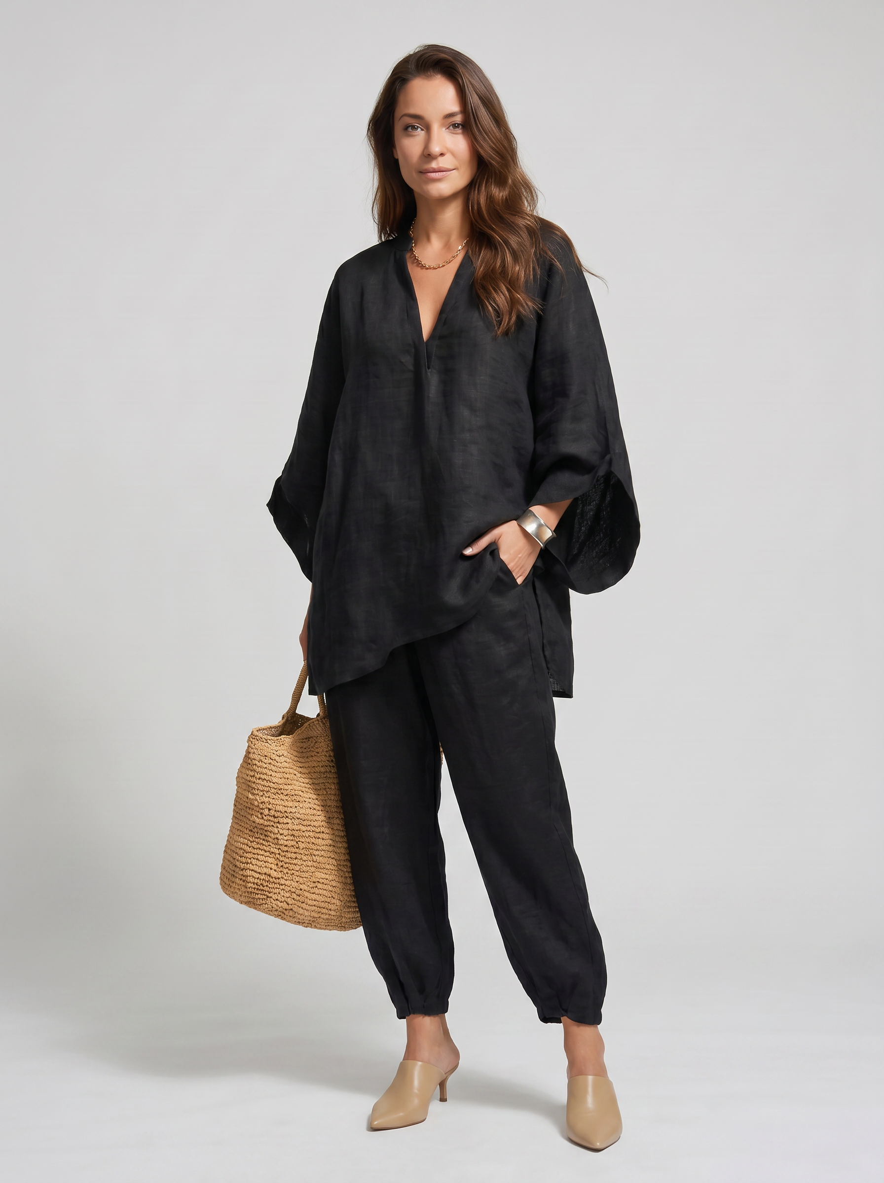 Marina | Completo casual da donna due pezzi con scollo a V