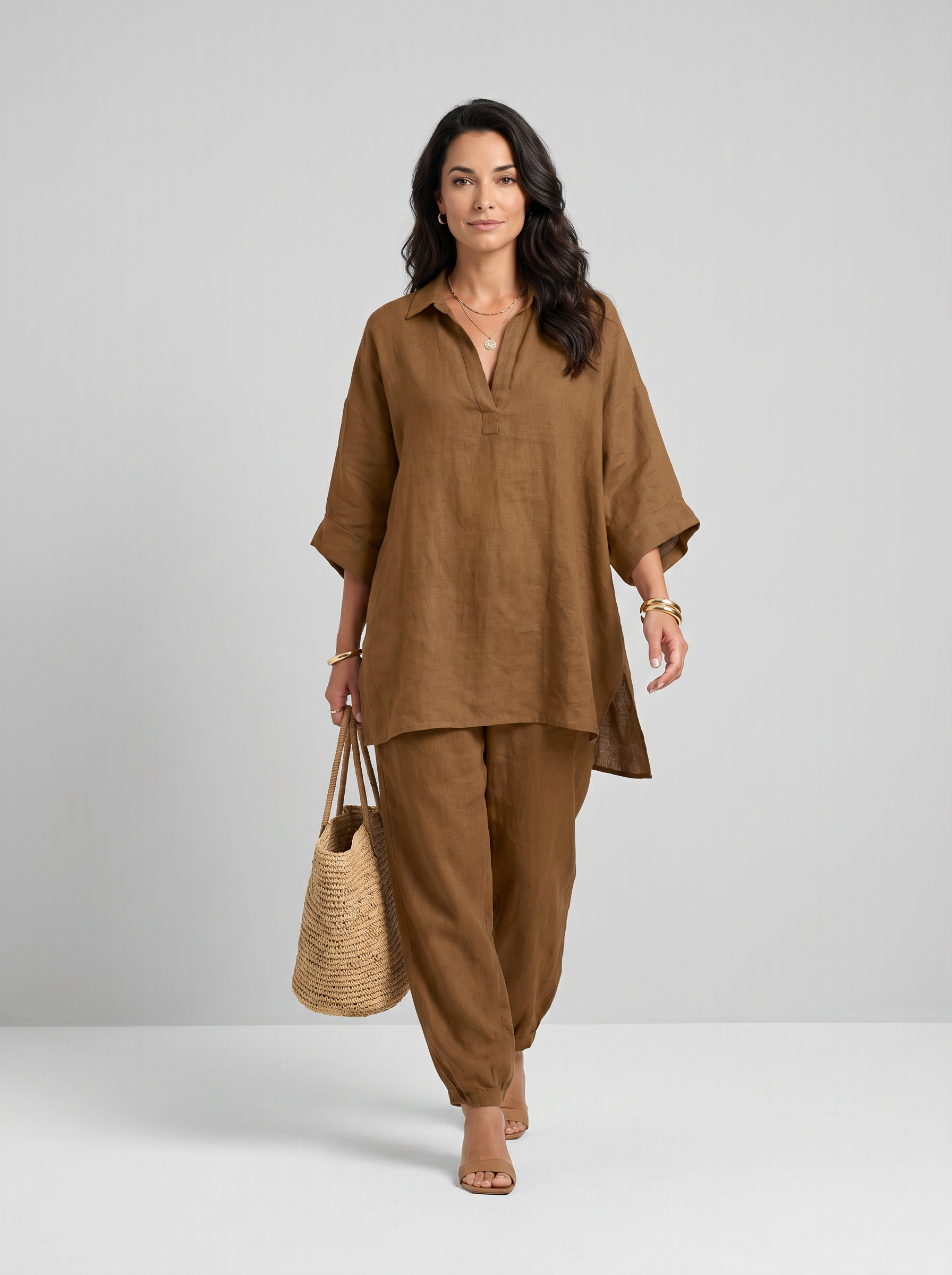 Marina | Completo casual da donna due pezzi con scollo a V