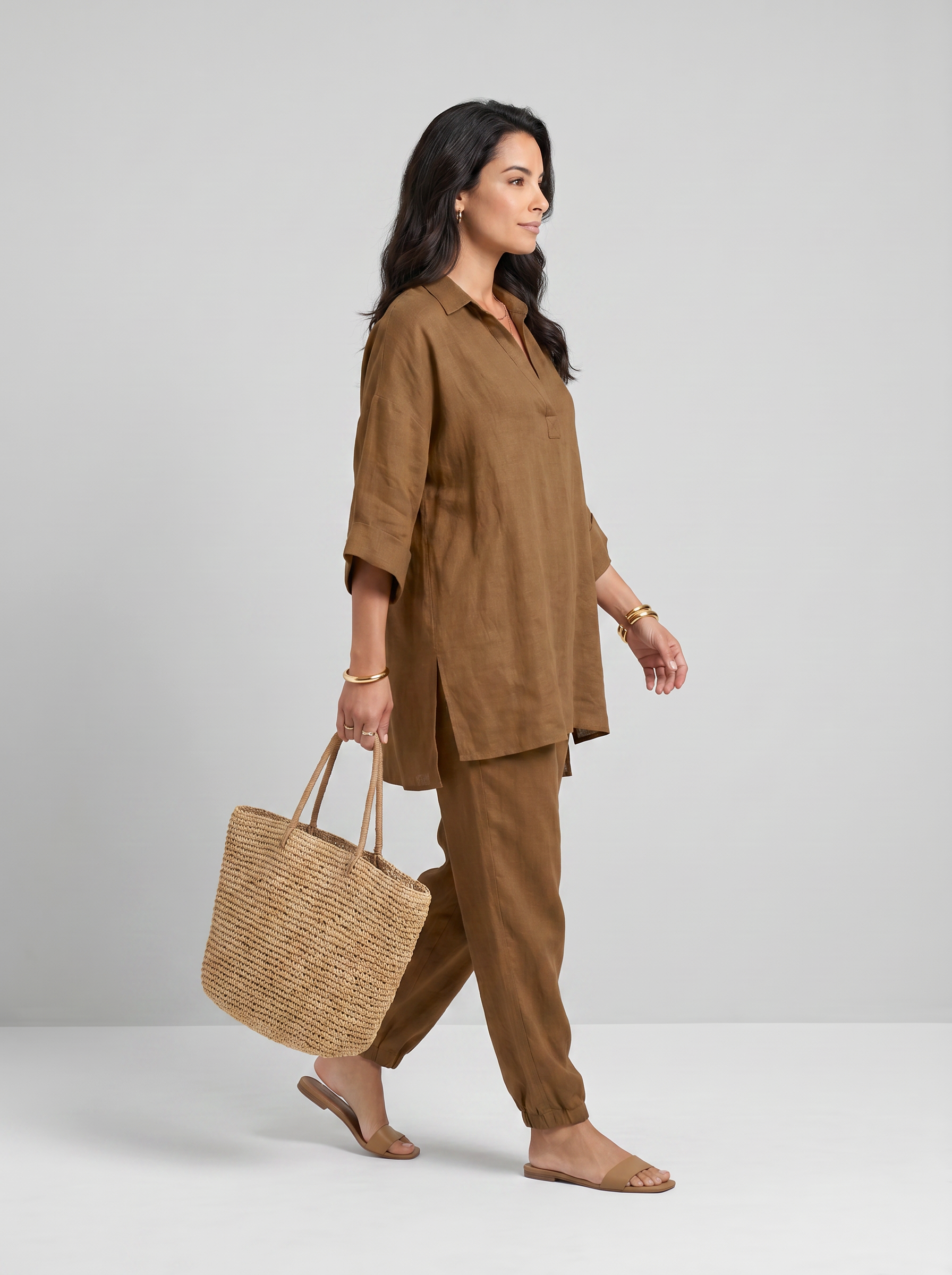Marina | Completo casual da donna due pezzi con scollo a V