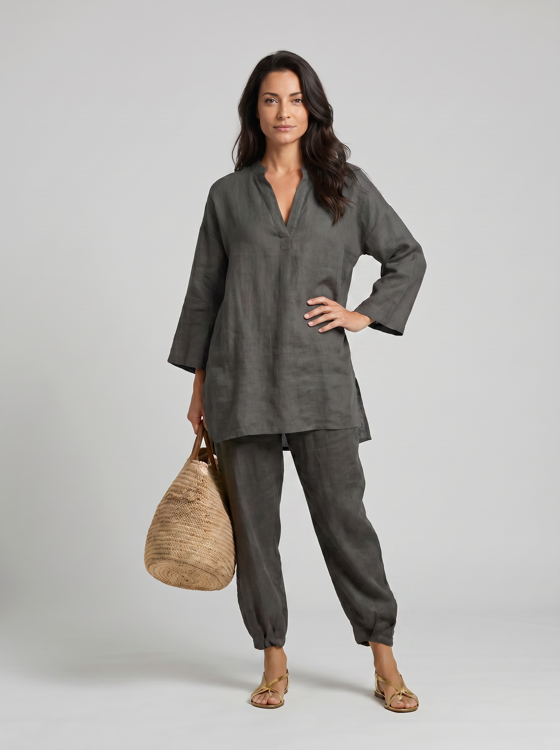 Marina | Completo casual da donna due pezzi con scollo a V