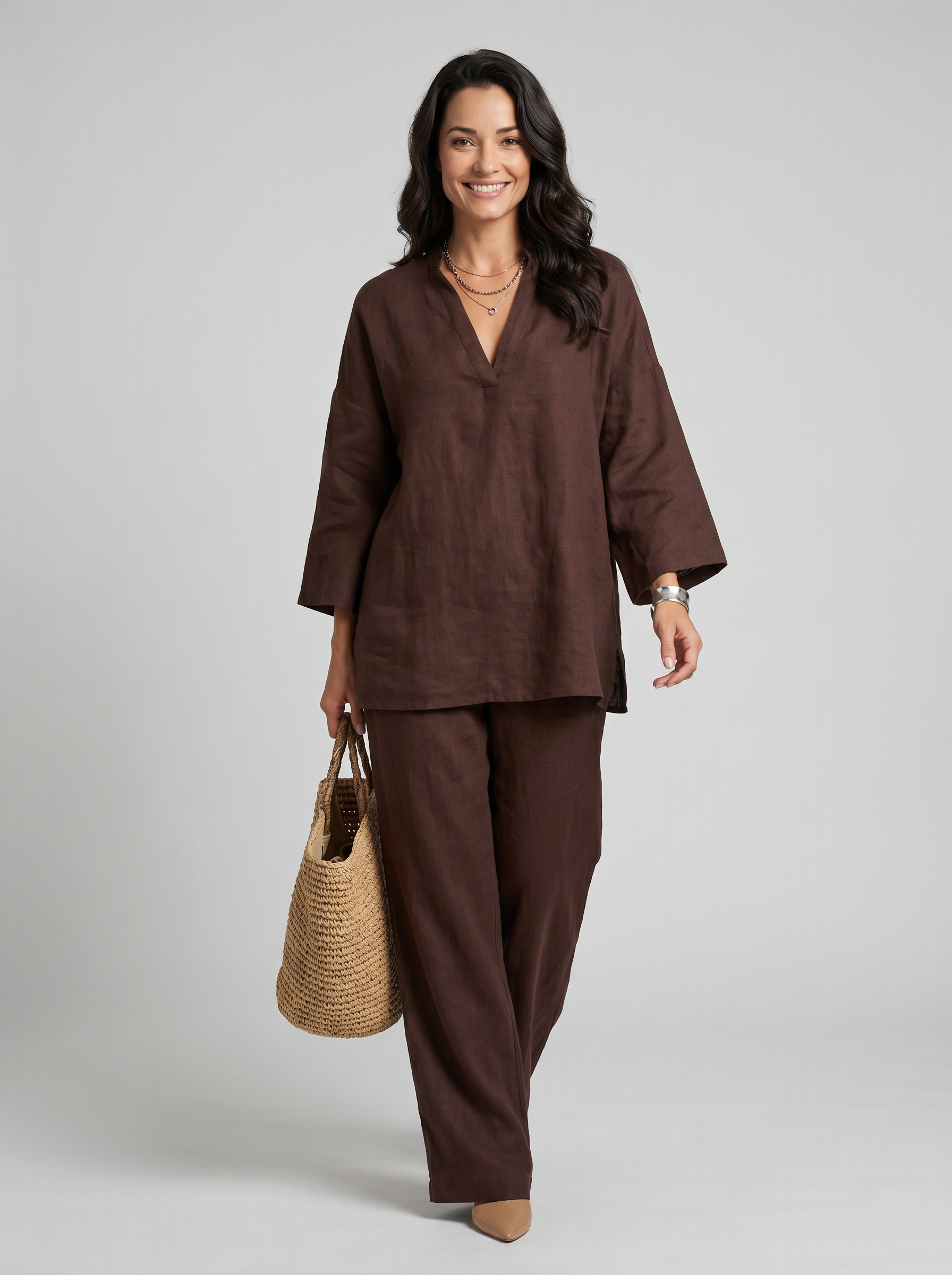 Marina | Completo casual da donna due pezzi con scollo a V
