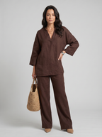 Marina | Completo casual da donna due pezzi con scollo a V