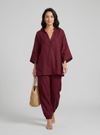 Marina | Completo casual da donna due pezzi con scollo a V