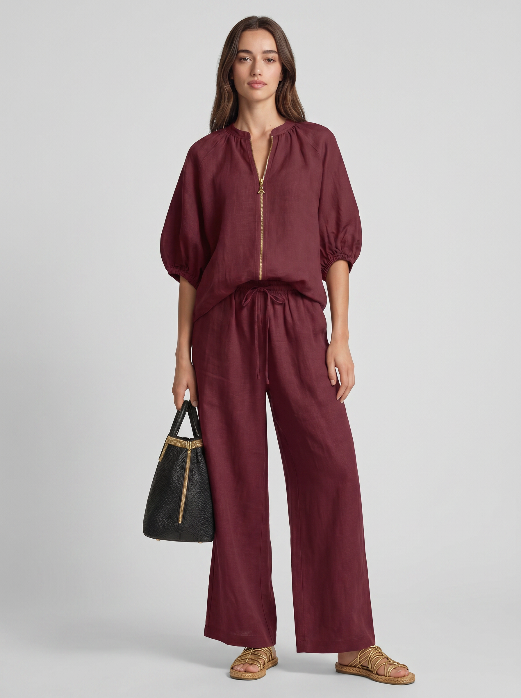 Alba | Conjunto de dos piezas: Camisa de estilo relajado y pantalón de pernera ancha