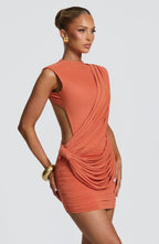 Mireya vestido mini naranja espalda