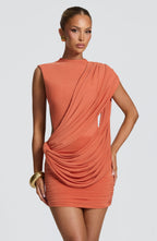 Mireya vestido mini naranja quemado