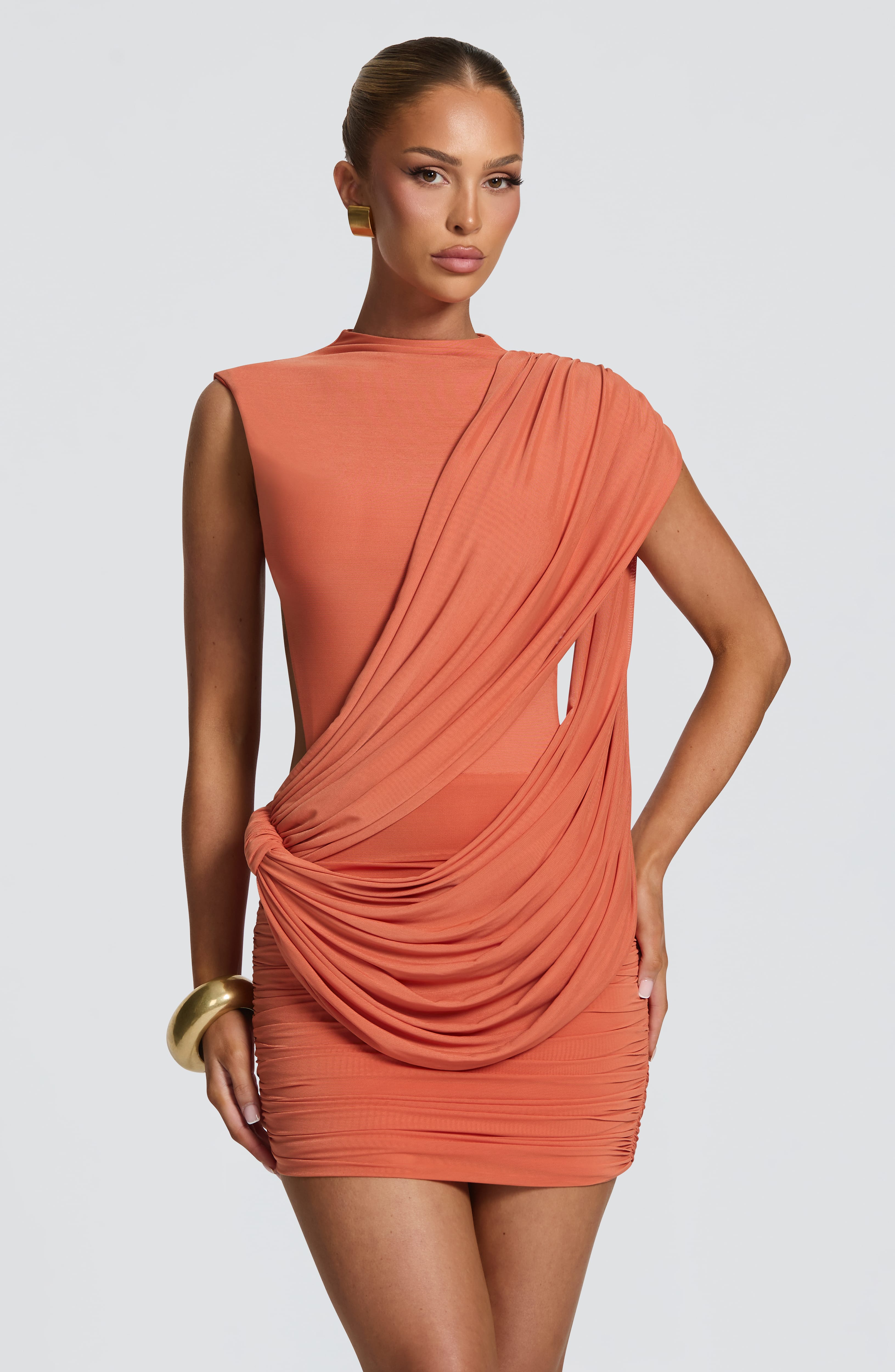 Mireya vestido mini naranja quemado