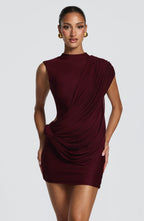 Mireya vestido mini rojo cereza lacado