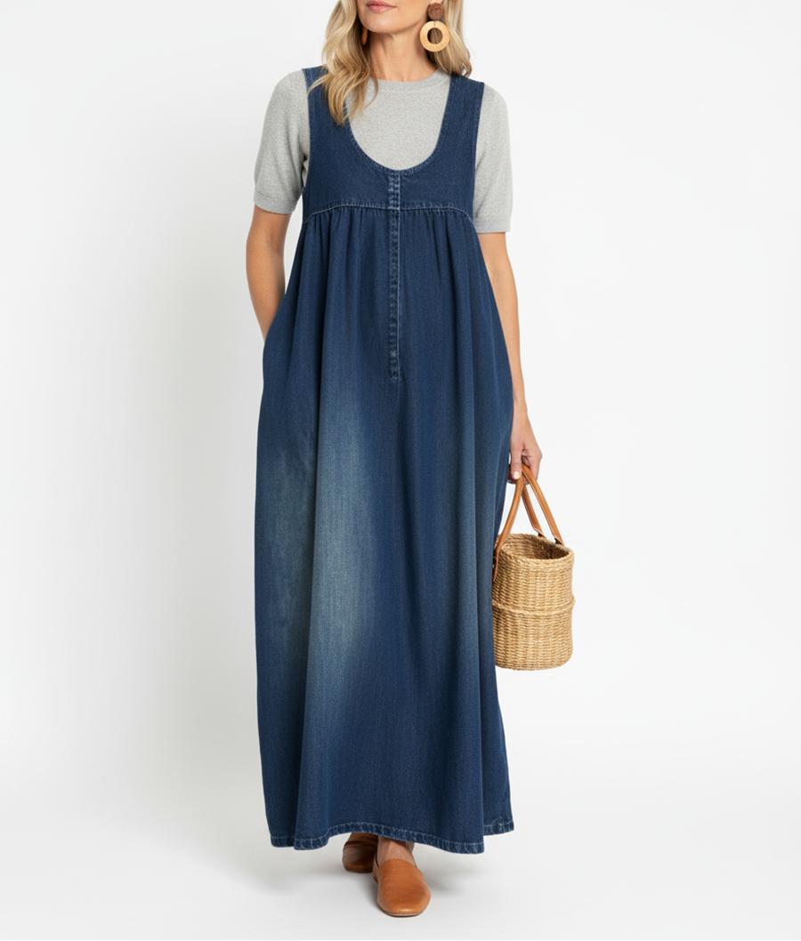 Avery • Vestido Maxi Vaquero sin Mangas