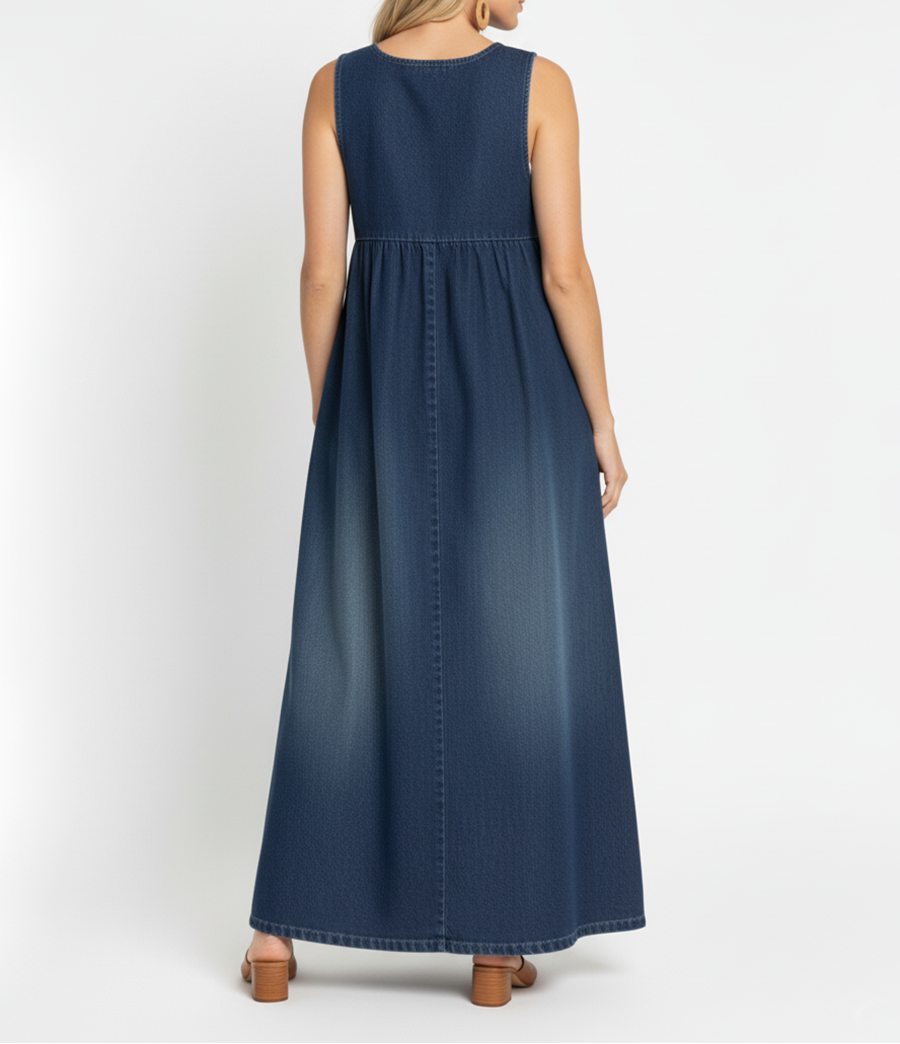 Avery • Vestido Maxi Vaquero sin Mangas