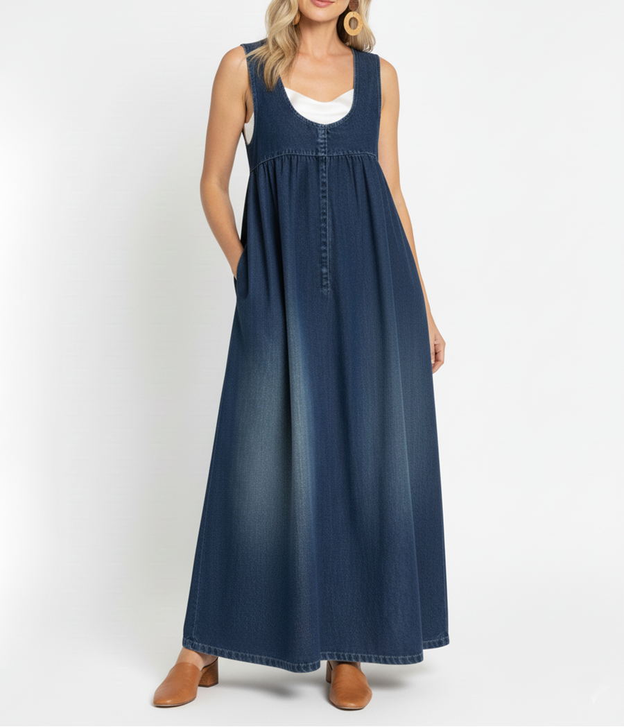 Avery • Vestido Maxi Vaquero sin Mangas