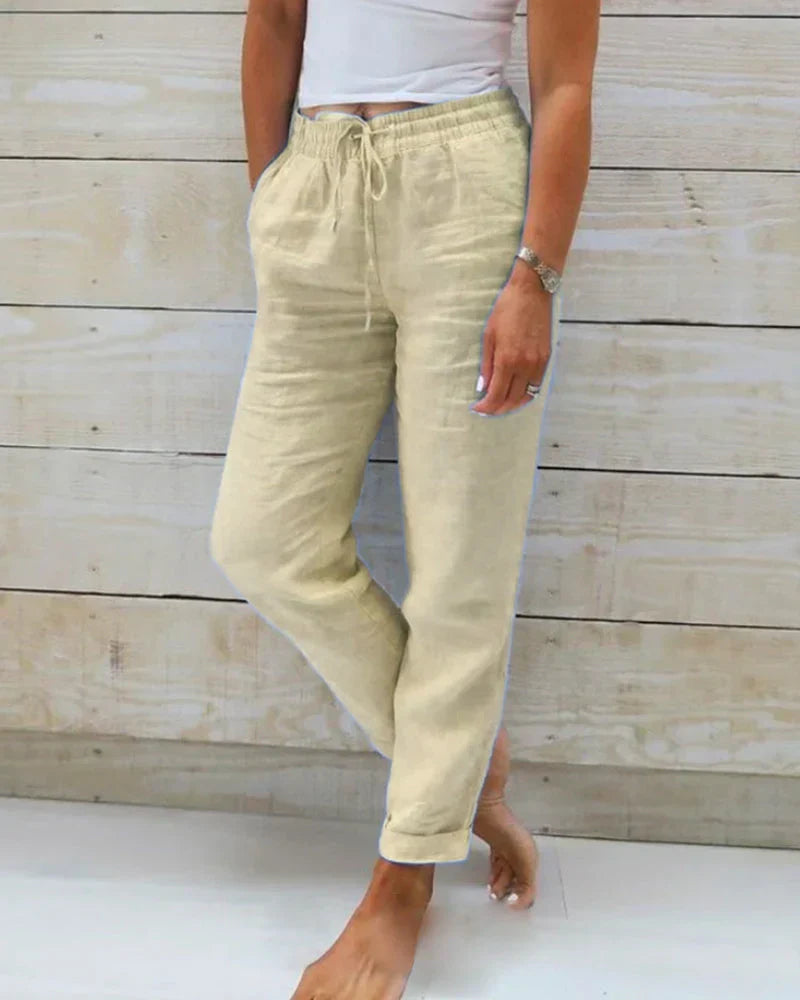 Pantalones ligeros de lino para mujer: transpirables y cómodos