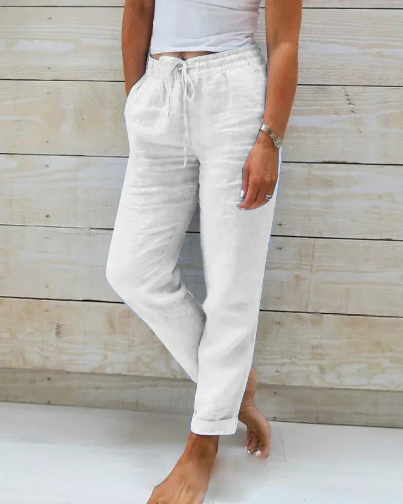 Pantalones ligeros de lino para mujer: transpirables y cómodos